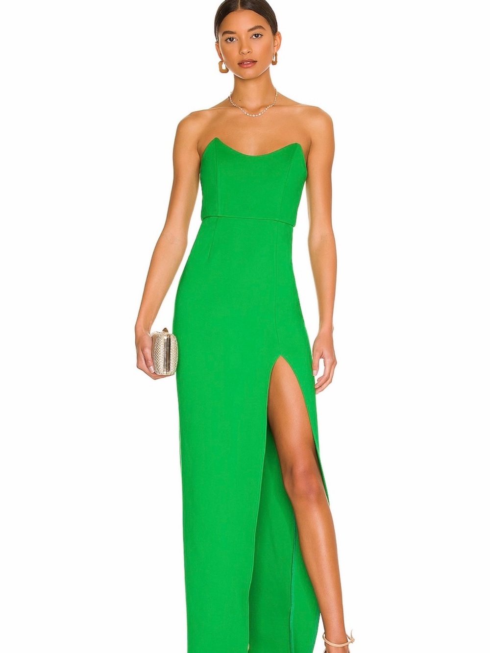 Ryleigh Strapless Maxi Evening Dress in Green